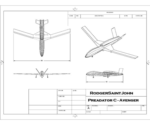 3d model predator c avenger - Predator C Avenger -3dm.zip, 3ds.zip, dwg.zip by RodgerSaintJohn
